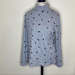 Karen Scott Size Large Gray Holiday Cat Turtleneck